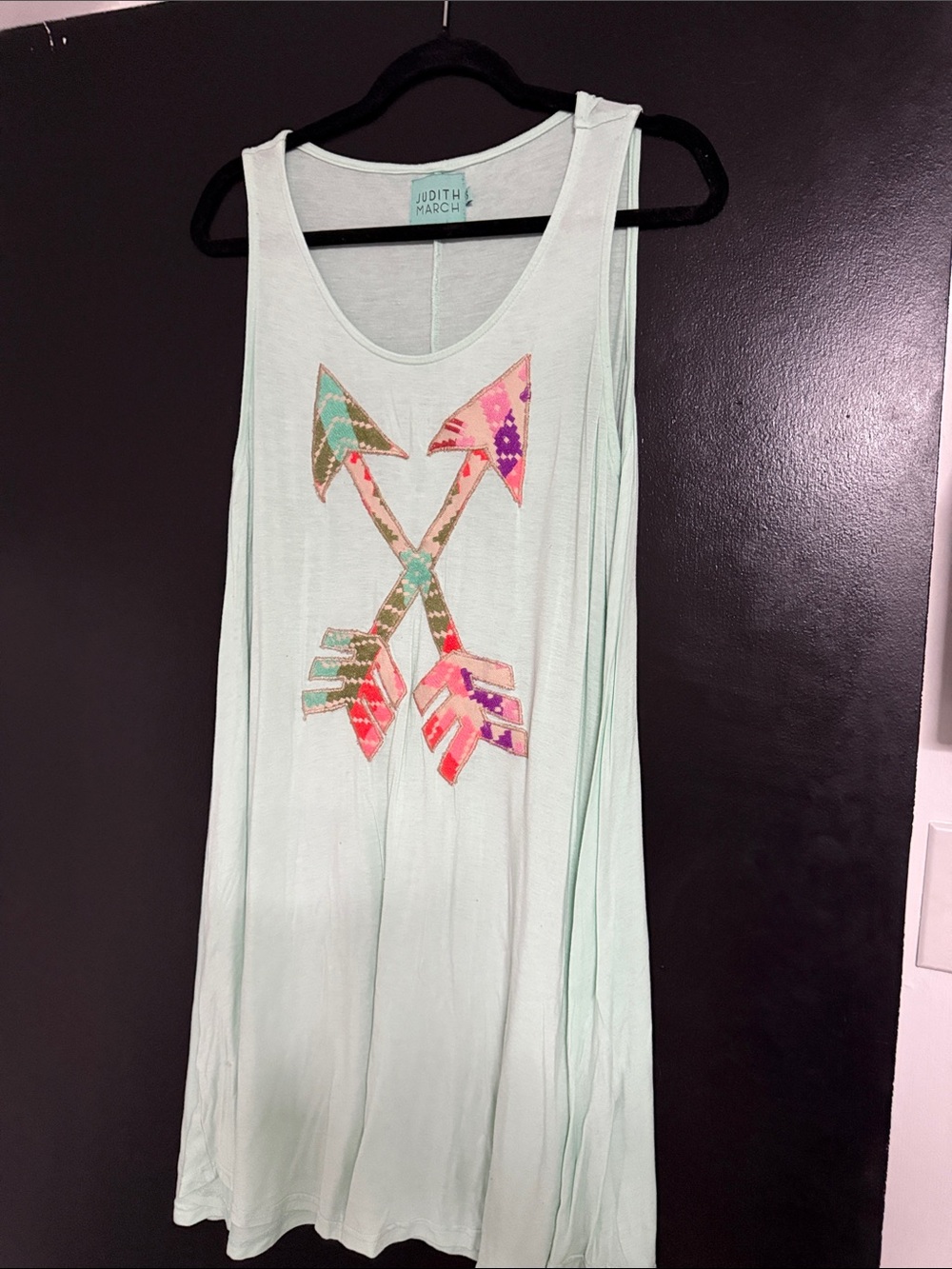 Judith March Mint Sleeveless Dress with Colorful Arrow Motif